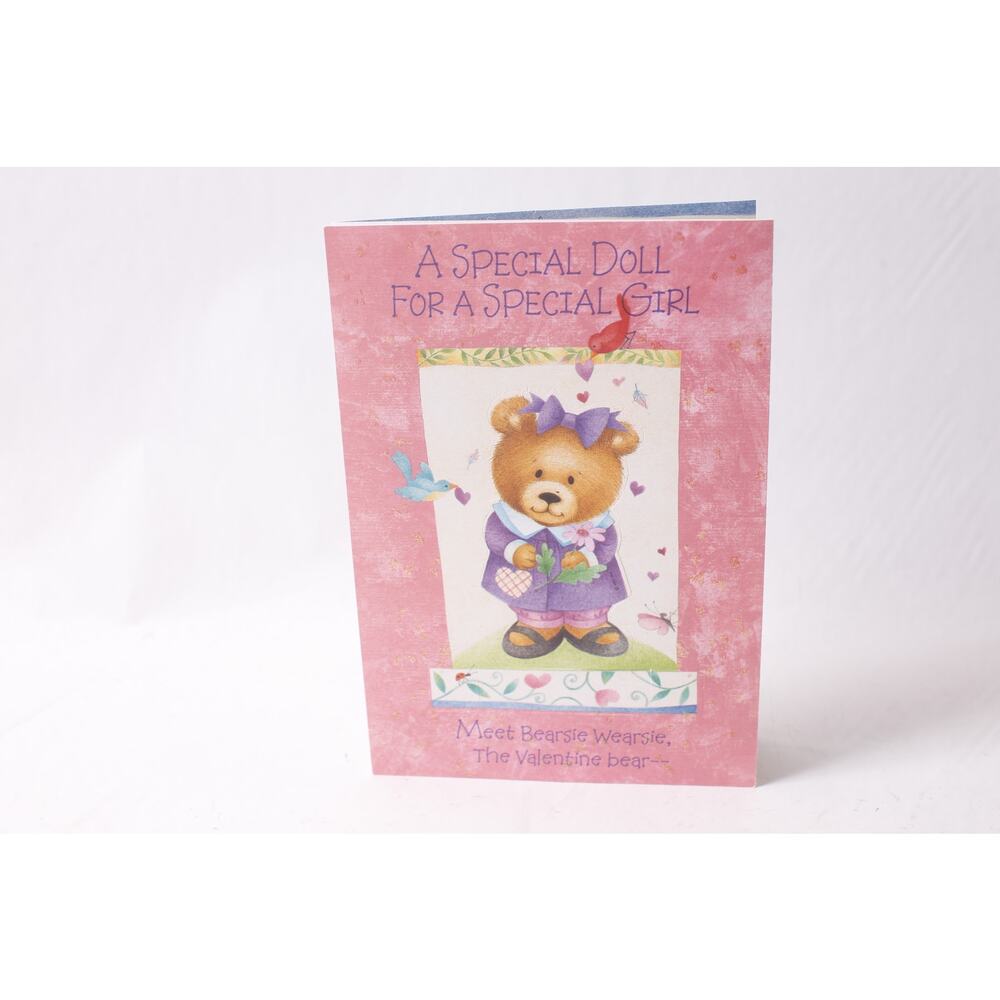 Uncut Vintage Bearsie Wearsie Paper Doll Trifold Valentine Card ~ 260514-WH 1367